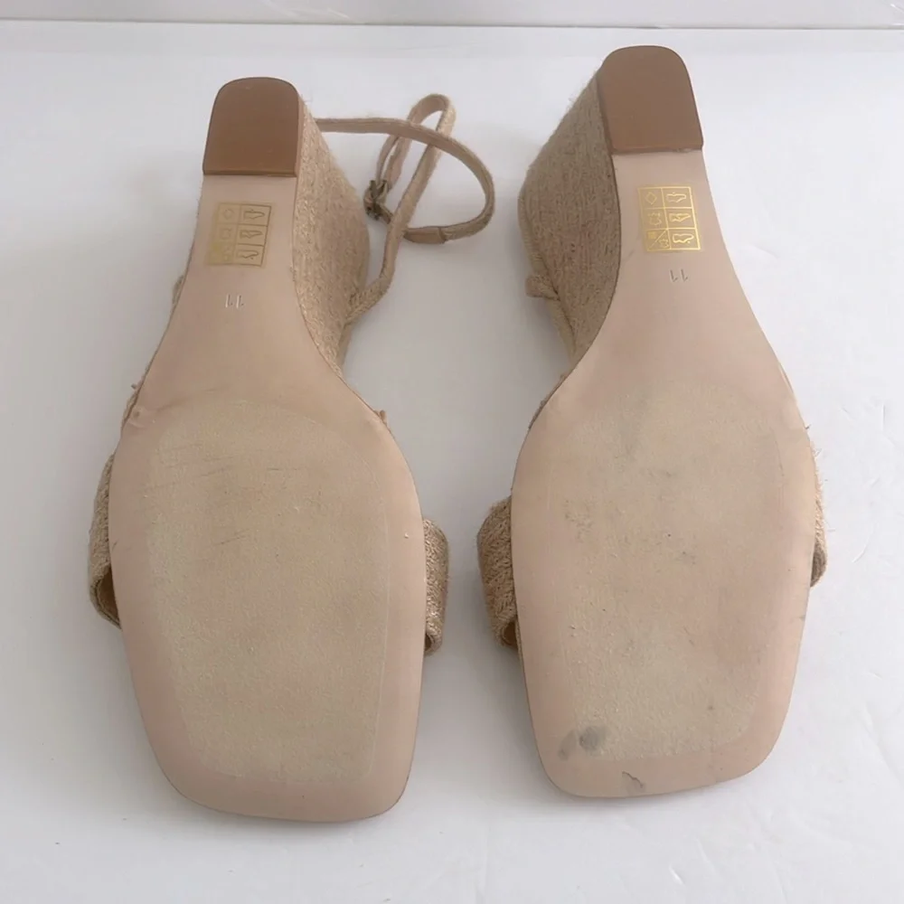 Jeffrey Campbell Sailboat Sandal Tan Raffia Wedge Espadrille Jute Size 11 NEW